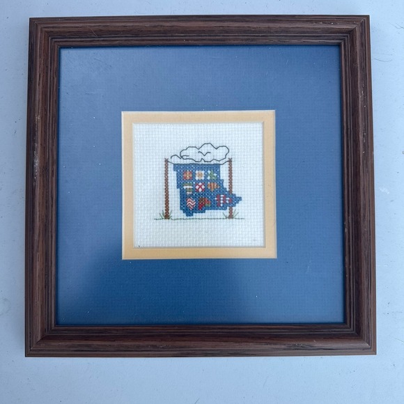 Handmade Other - Mini Needlepoint Art Framed And Matted Of A Quite Country Chic Handmade